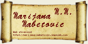 Marijana Mabetović vizit kartica